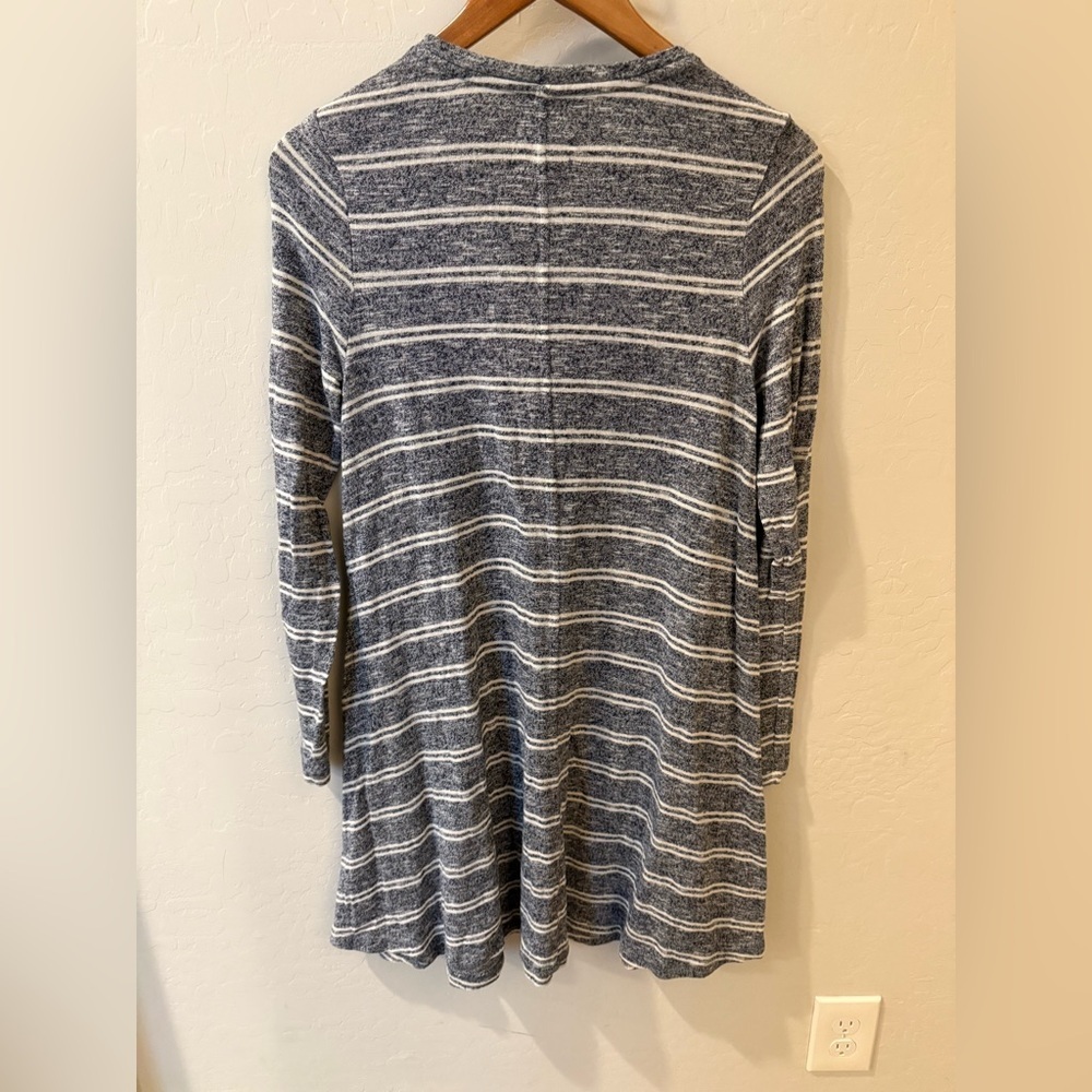 **Lou & Grey Women’s Blue & White Stripe Long-Sleeve Short Casual Dress Small** - Picture 2 of 4